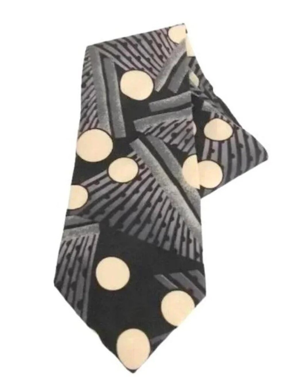 Vintage Men's Ferracci Black & White Silk Tie